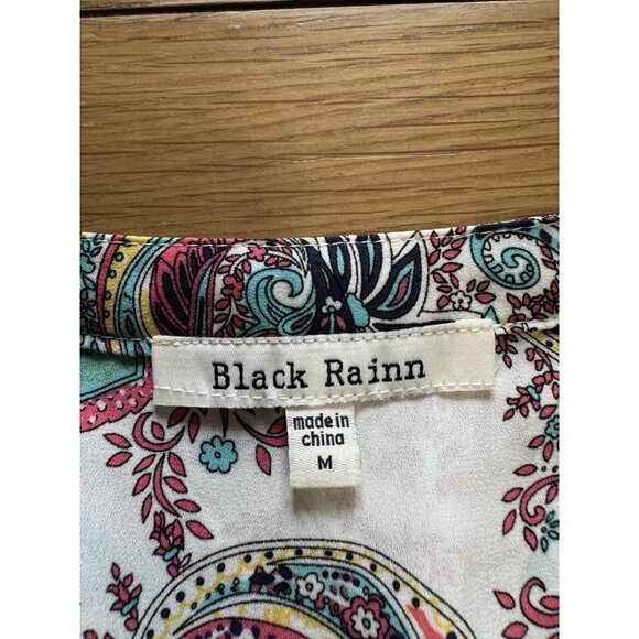 Daniel Rainn Paisley Blouse Pleated Top Casual Short Sleeve Sz Medium Polyester - Picture 3 of 7